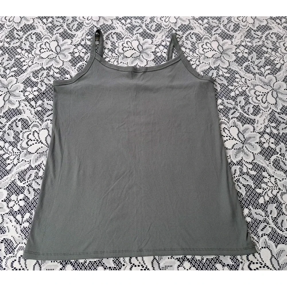 No Boundaries (2)Camisole Tops XXXL Rust/Green Ribbed‎ Stretch Tank Top Layering